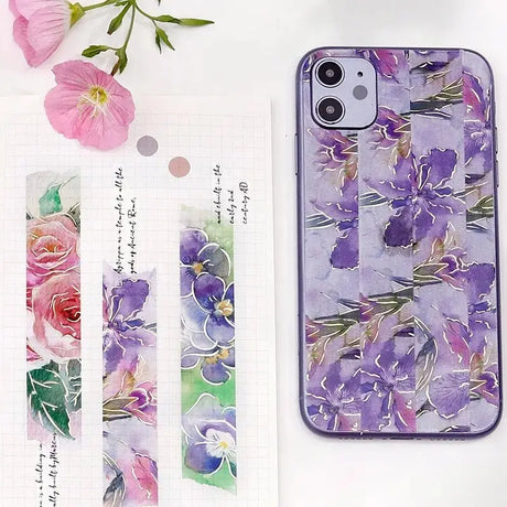 Washi Tape Watercolor Flower - Iris - 5 - BGM - Tidformera