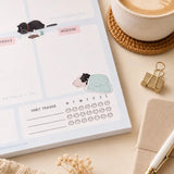 Weekly Planner Notepad - Mocha cat - A5 - 5 - Moonaries illo - Tidformera