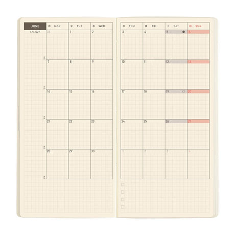 Weeks MEGA Sneaker: Mandarin Orange - 2027 - 6 - Hobonichi Techo - Tidformera