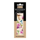 Bokmärke i trä med fåglar och rosa blommor. Wooden bookmark - Peonies från Cozywood - Tidformera