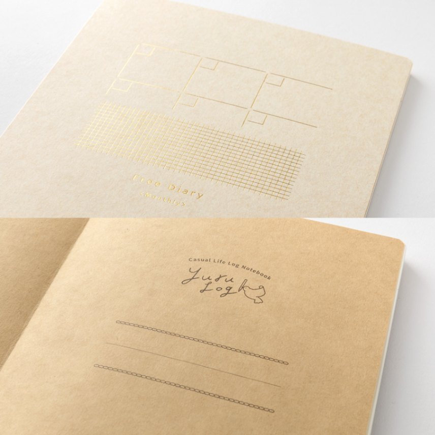 Yuru Log Notebook B6 - Free Diary Monthly 12 månader - 5 - Midori - Tidformera
