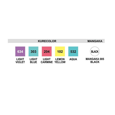 ZIG Kurecolor Manga - Fine & Brush 6-pack - Pastel - 3 - ZIG Kuretake - Tidformera